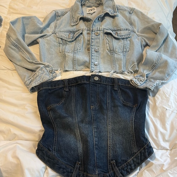 Zara Tops - Zara Denim Corset & Jacket bundle